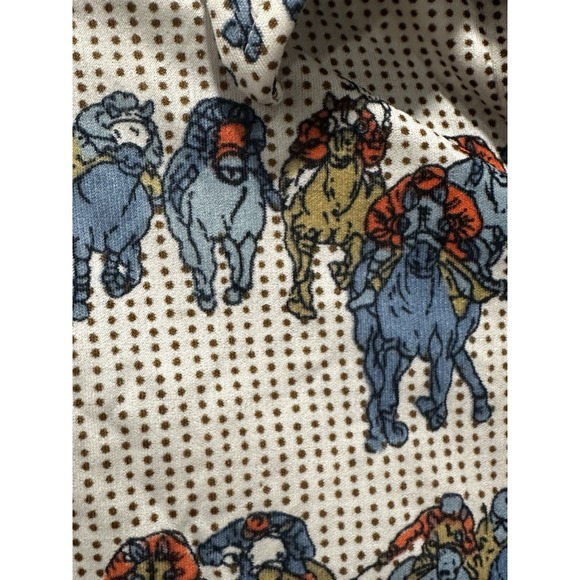 Rare! Vintage Mens Horse Race Print 70s Disco Collar Taiwan Equestrian Derby - Picture 4 of 7